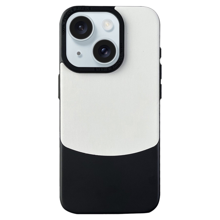 

For iPhone 15 Napa Texture PC + Leather Phone Case(Panda Black)