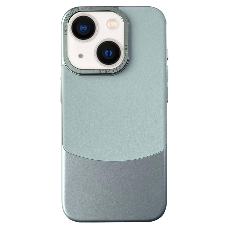 

For iPhone 14 Plus Napa Texture PC + Leather Phone Case(Cyan)