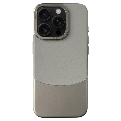 

For iPhone 16 Pro Napa Texture PC + Leather Phone Case(Grey)