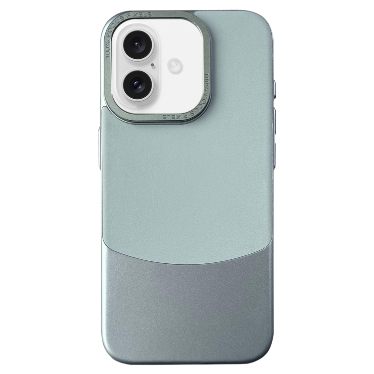 

For iPhone 16 Plus Napa Texture PC + Leather Phone Case(Cyan)