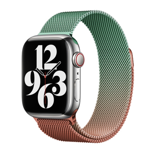 For Apple Watch Series 3 42mm Milan Gradient Loop Magnetic Buckle Watch Band Orange Green