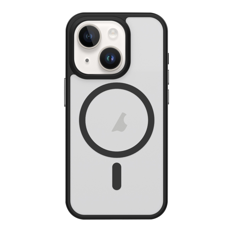 

For iPhone 15 Metal Button Skin Feel Matte MagSafe Shockproof Phone Case(Black)