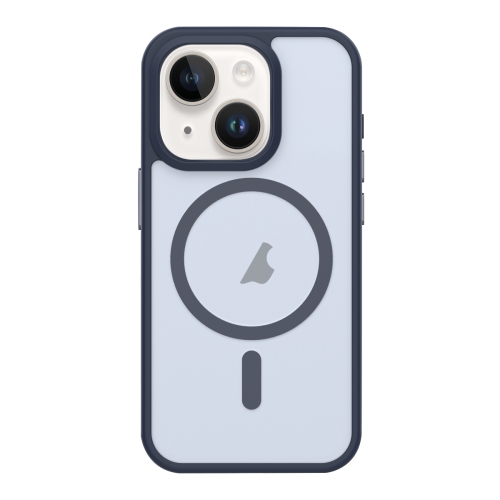 

For iPhone 14 Metal Button Skin Feel Matte MagSafe Shockproof Phone Case(Lavender Grey)