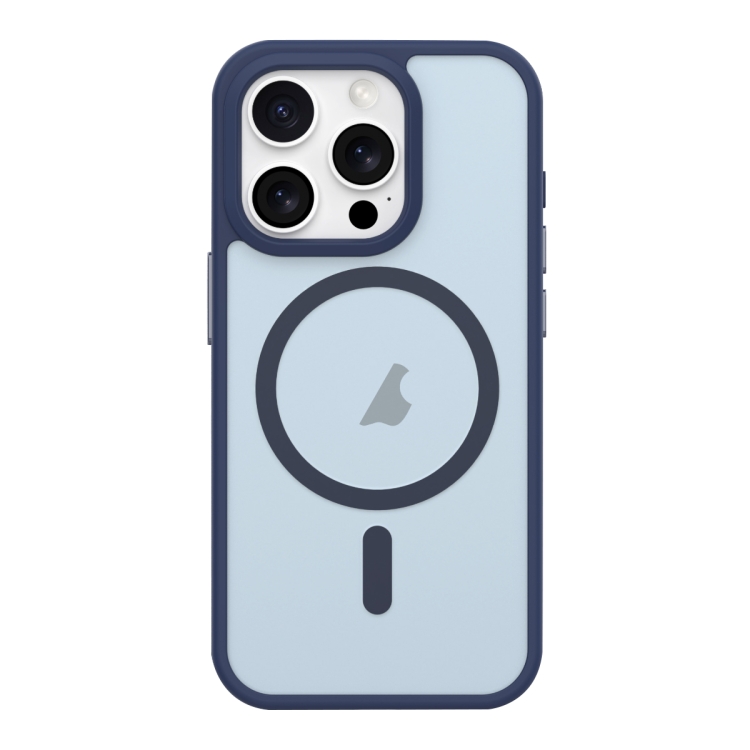 

For iPhone 13 Pro Metal Button Skin Feel Matte MagSafe Shockproof Phone Case(Dark Blue)