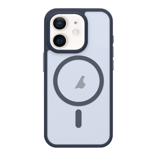 

For iPhone 12 Metal Button Skin Feel Matte MagSafe Shockproof Phone Case(Lavender Grey)
