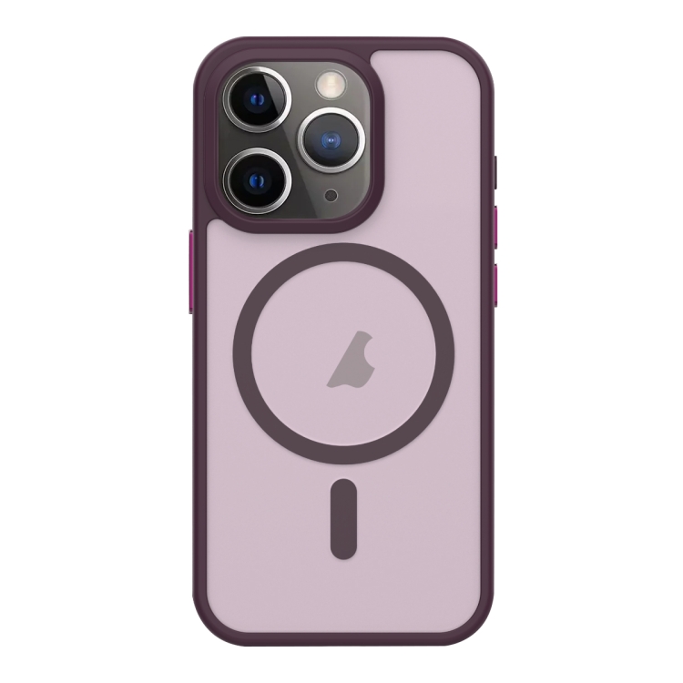

For iPhone 11 Pro Max Metal Button Skin Feel Matte MagSafe Shockproof Phone Case(Red)