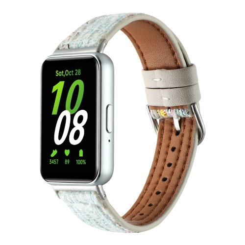 

For Samsung Galaxy Fit 3 Woolen Leather Watch Band(Light Green)