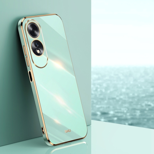 

For OPPO A60 4G XINLI Straight 6D Plating Gold Edge TPU Phone Case(Mint Green)