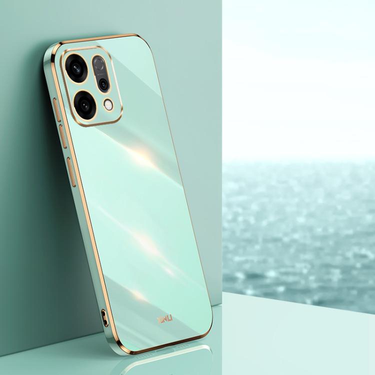 

For OPPO Reno14 5G Global XINLI Straight Edge 6D Electroplate TPU Phone Case(Mint Green)