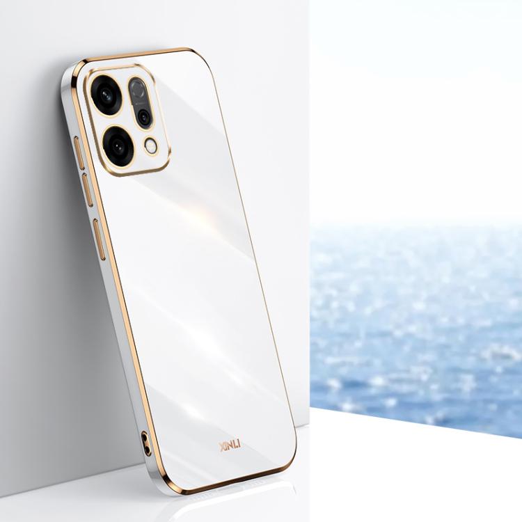 

For OPPO Reno14 5G Global XINLI Straight Edge 6D Electroplate TPU Phone Case(White)