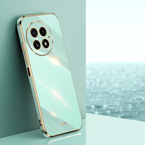 

For OnePlus 13 XINLI Straight 6D Plating Gold Edge TPU Phone Case(Mint Green)