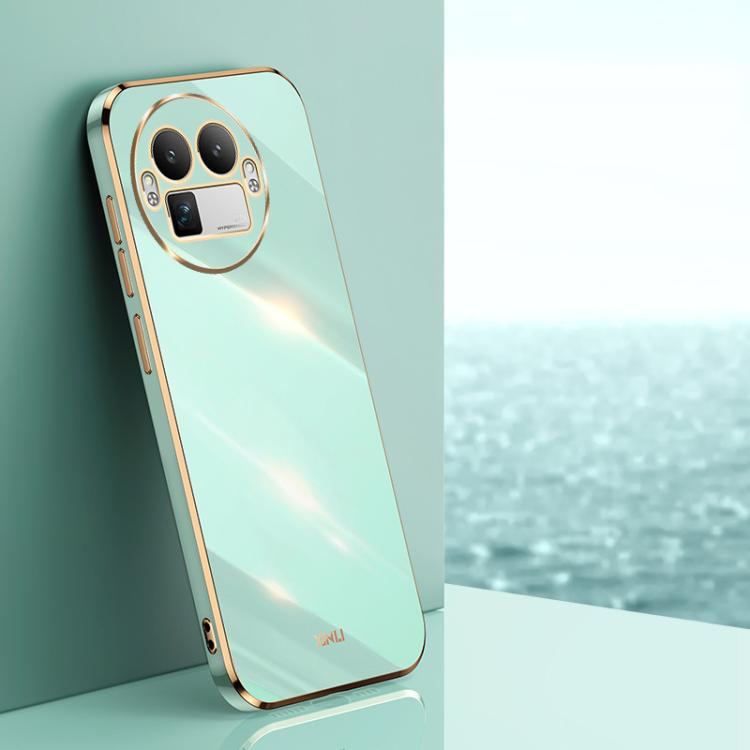 

For Realme GT 8 Pro 5G XINLI Straight Edge 6D Electroplate TPU Phone Case(Mint Green)