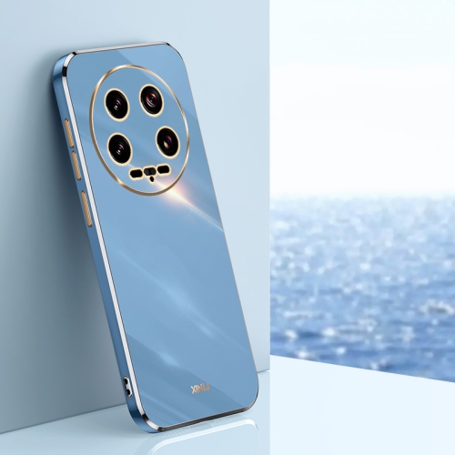 For Xiaomi 14 Ultra 5G XINLI Straight 6D Plating Gold Edge TPU Phone Case(Celestial Blue)