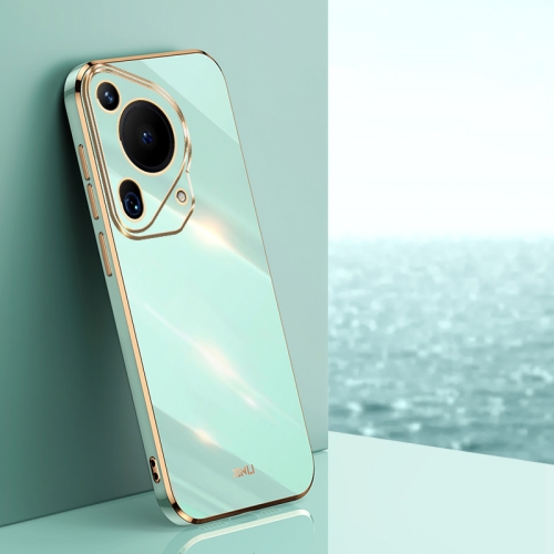 

For Huawei Pura 70 Ultra XINLI Straight 6D Plating Gold Edge TPU Phone Case(Mint Green)