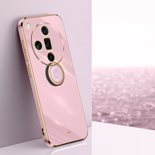 

For OPPO Find X7 5G XINLI Straight 6D Plating Gold Edge TPU Shockproof Case with Ring Holder(Cherry Purple)