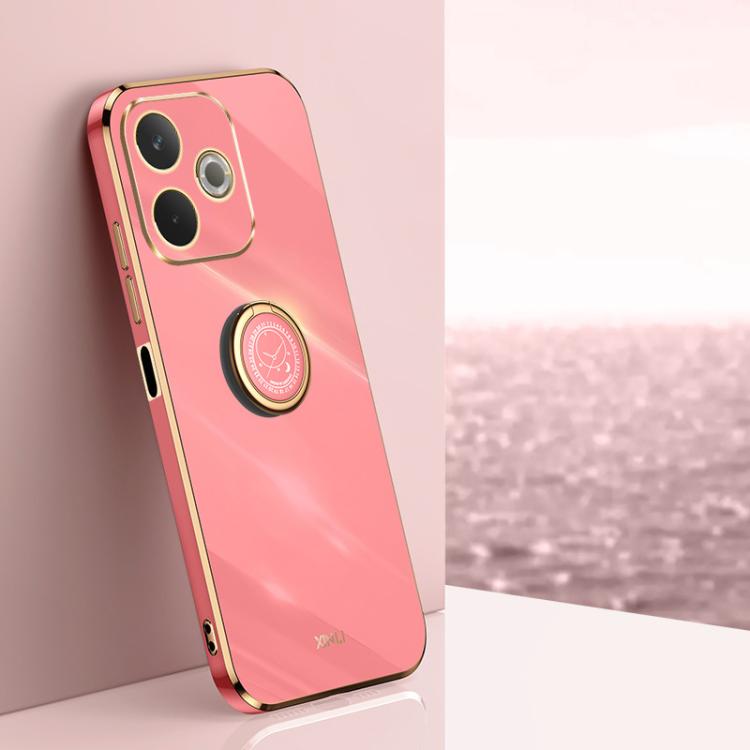 

For OPPO A5 Pro 5G Global XINLI Straight Edge 6D Electroplate TPU Phone Case with Ring Holder(Hawthorn Red)