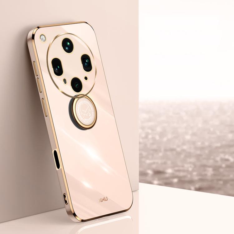 

For OPPO Find X8 Ultra XINLI Straight Edge 6D Electroplate TPU Phone Case with Ring Holder(Pink)