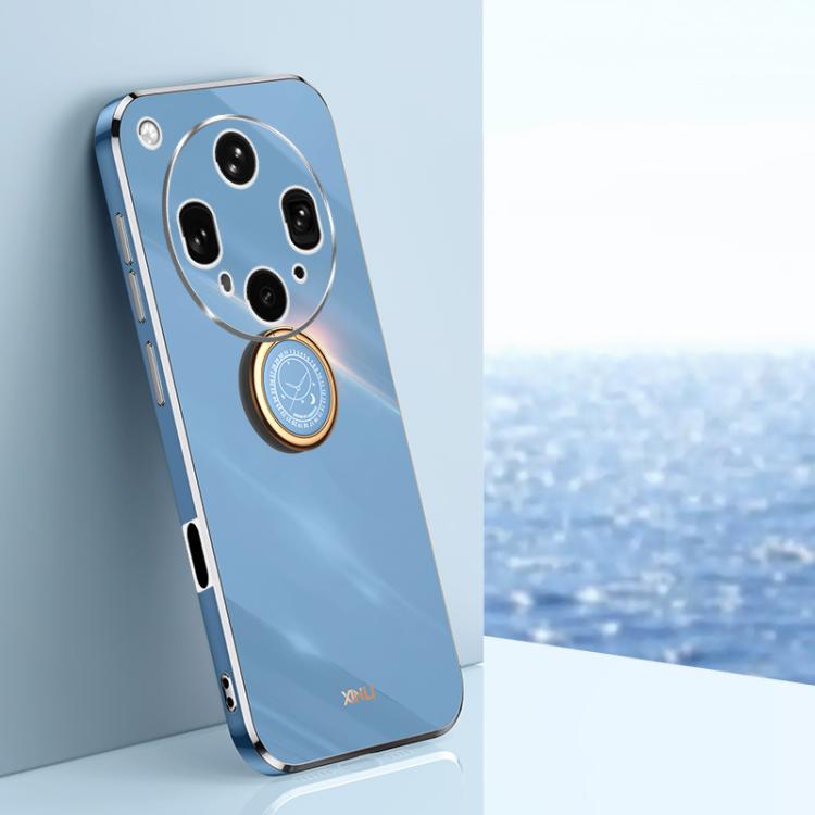 

For OPPO Find X8 Ultra XINLI Straight Edge 6D Electroplate TPU Phone Case with Ring Holder(Celestial Blue)