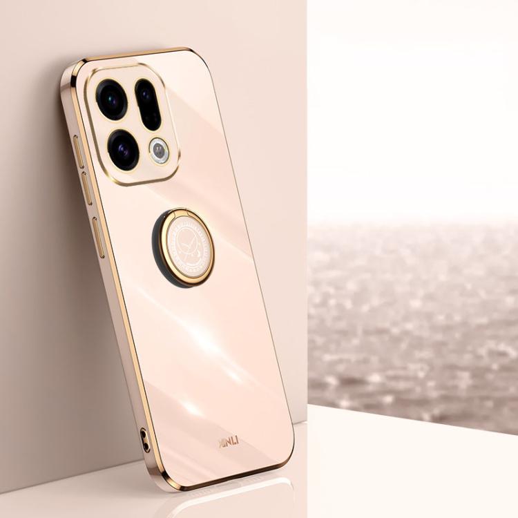 

For OPPO Find X9 5G XINLI Straight Edge 6D Electroplate TPU Phone Case with Ring Holder(Pink)