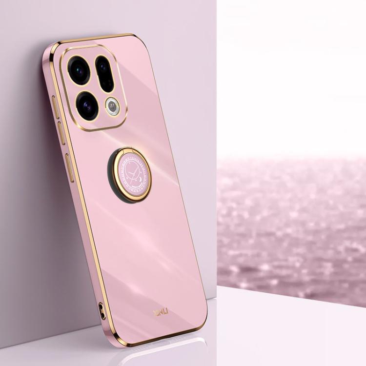 

For OPPO Find X9 5G XINLI Straight Edge 6D Electroplate TPU Phone Case with Ring Holder(Cherry Purple)