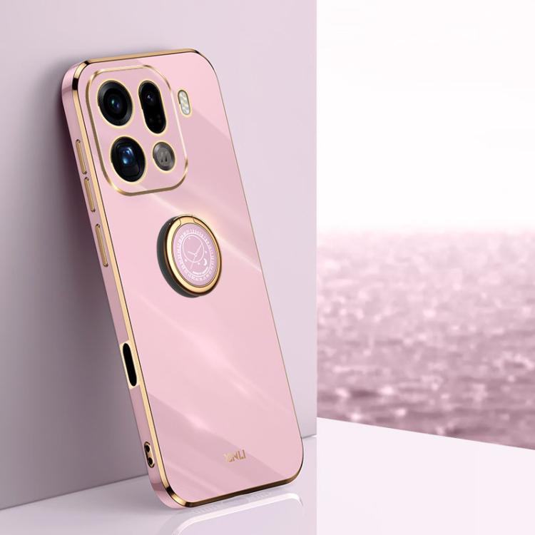 

For OPPO Find X9 Pro 5G XINLI Straight Edge 6D Electroplate TPU Phone Case with Ring Holder(Cherry Purple)