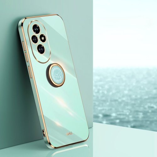 

For Honor 200 XINLI Straight 6D Plating Gold Edge TPU Shockproof Case with Ring Holder(Mint Green)