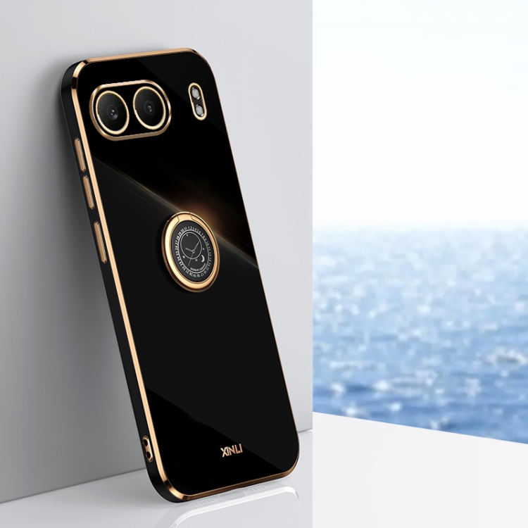 

For OnePlus Nord 4 XINLI Straight Edge 6D Electroplate TPU Phone Case with Ring Holder(Black)