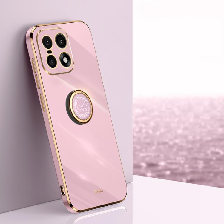 

For OnePlus 15 5G XINLI Straight Edge 6D Electroplate TPU Phone Case with Ring Holder(Cherry Purple)