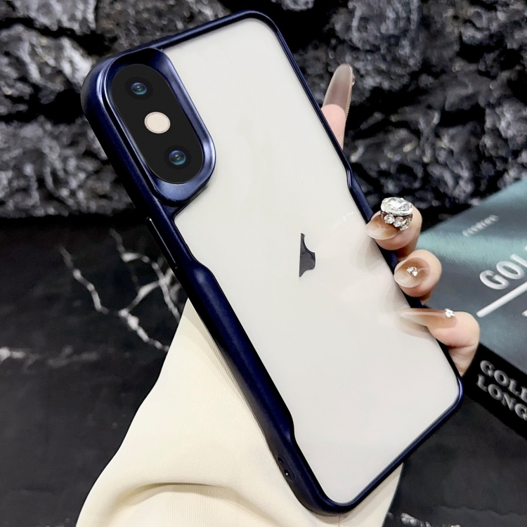 

For iPhone X / XS Blade Electroplating Frosted TPU Phone Case(Blue)