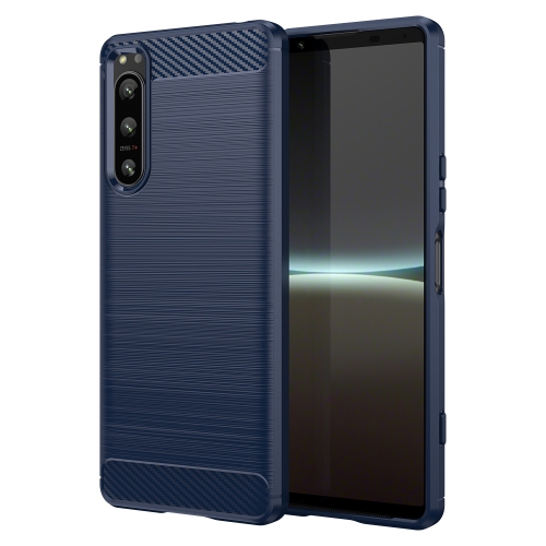 

For Sony Xperia 5 IV Brushed Texture Carbon Fiber TPU Phone Case(Blue)