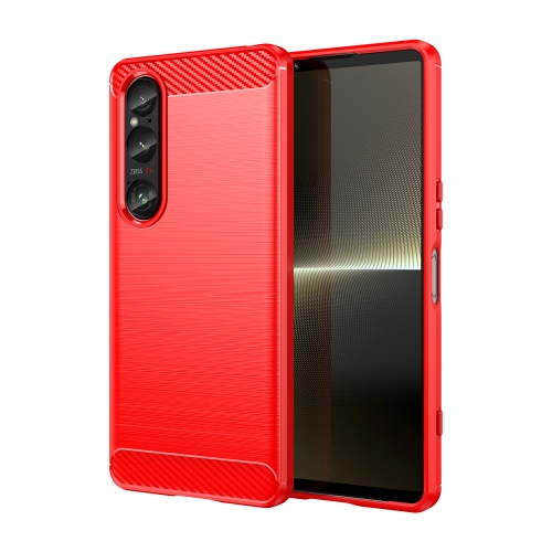 

For Sony Xperia 1 VI Brushed Texture Carbon Fiber TPU Phone Case(Red)