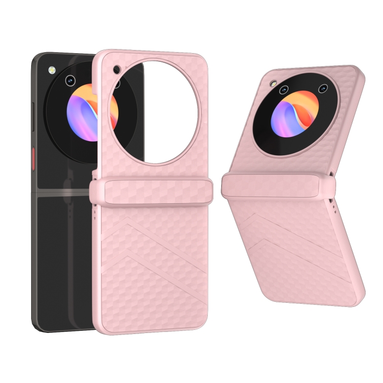

For ZTE Libero Flip 3 in 1 Wave Pattern Matte PC Phone Case with Hinge(Pink)