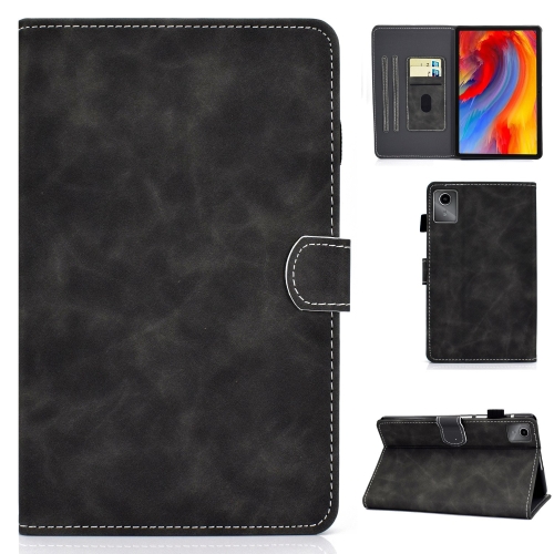 

For Lenovo Tab M11 / Xiaoxin Pad 11 2024 Stitching Cowhide Texture Smart Leather Tablet Case(Black)