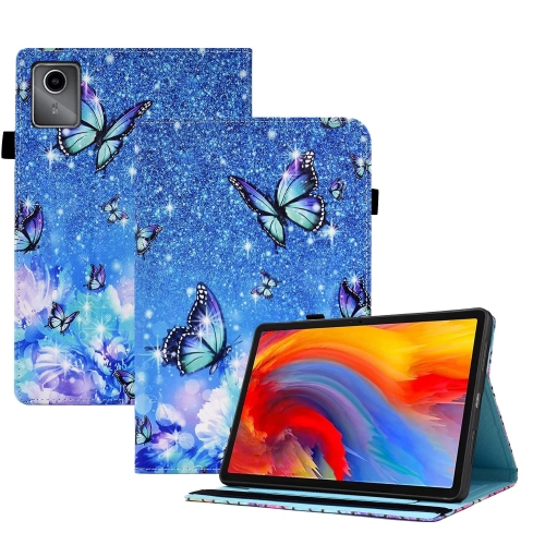 

For Lenovo Tab M11 / Xiaoxin Pad 11 2024 Colored Drawing Stitching Elastic Band Leather Smart Tablet Case(Butterfly)