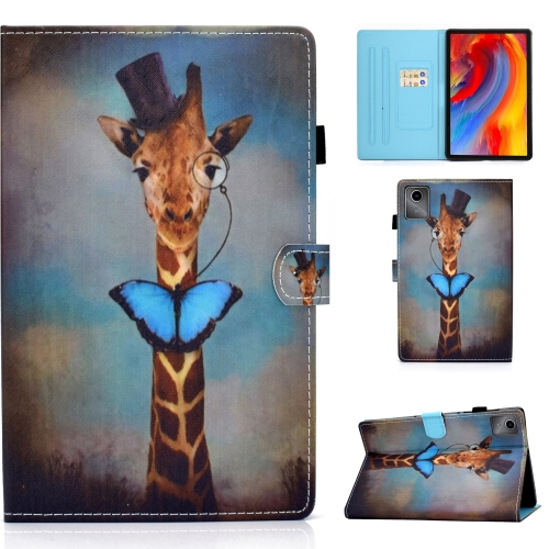 

For Lenovo Tab M11 / Xiaoxin Pad 11 2024 Colored Drawing Sewing Pen Slot Leather Tablet Case(Deer Head)