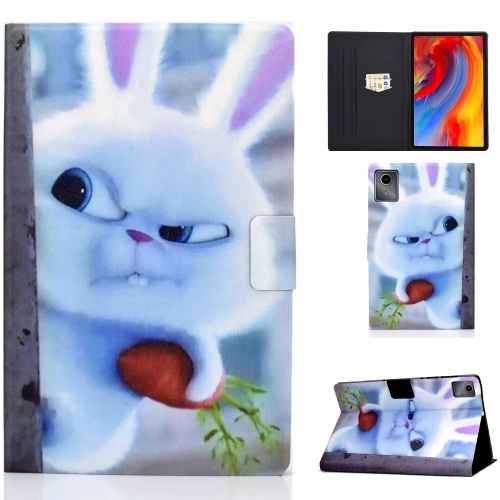 

For Lenovo Tab M11 / Xiaoxin Pad 11 2024 Electric Pressed Colored Drawing Smart Leather Tablet Case(White Rabbit)
