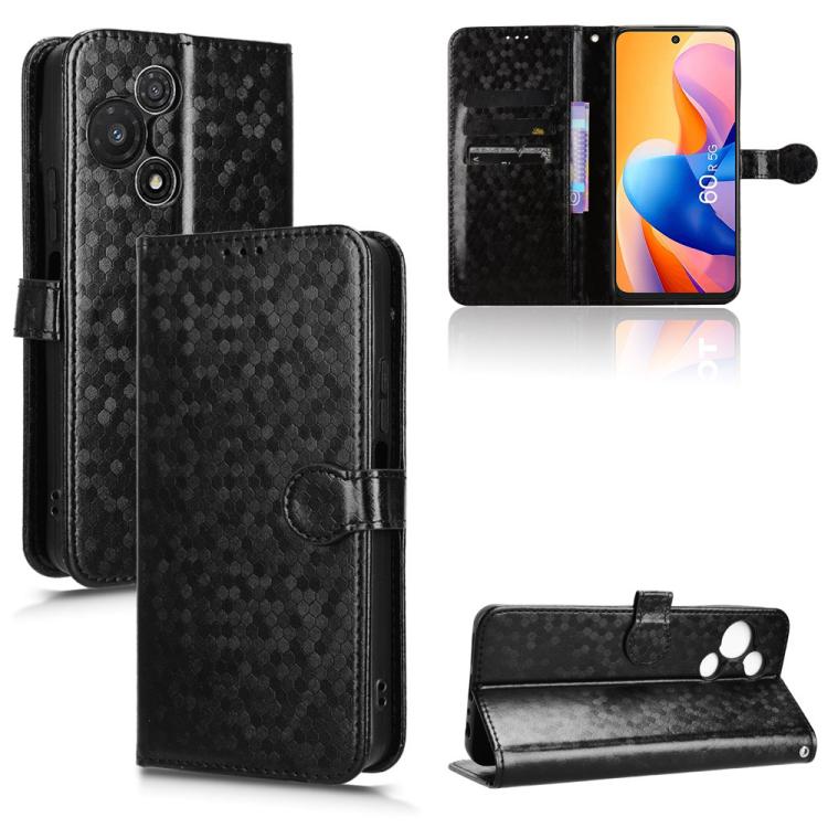 

For TCL 60R 5G / 60 5G Honeycomb Dot Texture Leather Phone Case(Black)