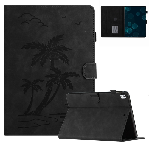 

For iPad 10.2 2019/2020/10.5 2017/2019 Coconut Tree Embossed Smart Leather Tablet Case(Black)
