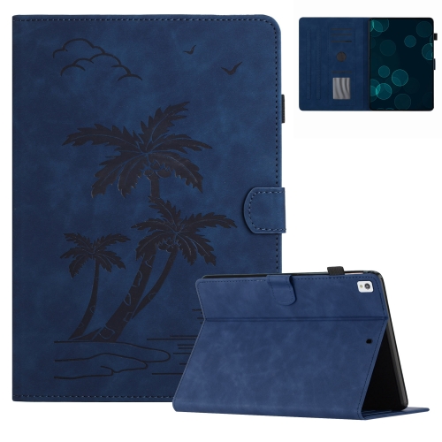

For iPad 10.2 2019/2020/10.5 2017/2019 Coconut Tree Embossed Smart Leather Tablet Case(Blue)