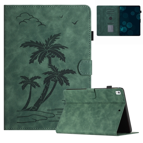 

For iPad 10.2 2019/2020/10.5 2017/2019 Coconut Tree Embossed Smart Leather Tablet Case(Green)