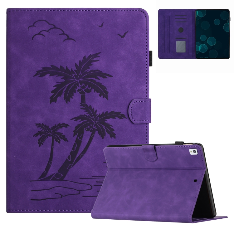 

For iPad 10.2 2019/2020/10.5 2017/2019 Coconut Tree Embossed Smart Leather Tablet Case(Purple)