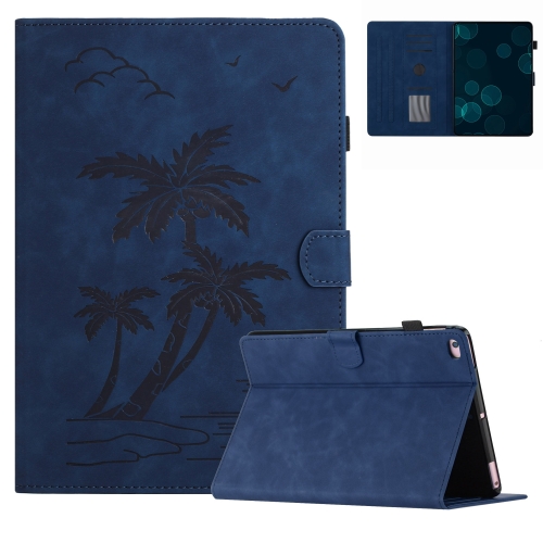 

For iPad Air/Air 2/9.7 2017/2018 Coconut Tree Embossed Smart Leather Tablet Case(Blue)