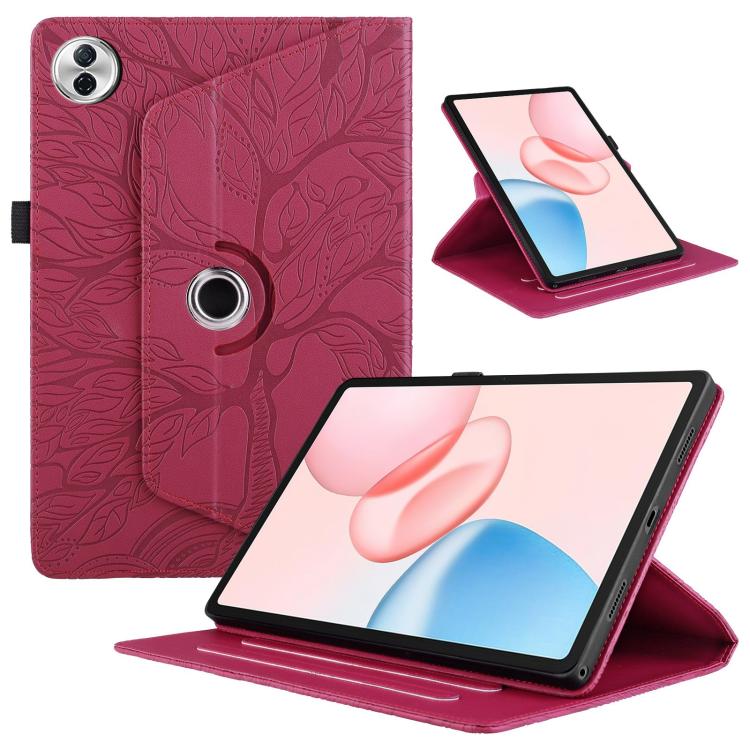 

For Honor Pad 10 Tree Life Embossed Rotation Leather Tablet Case(Red)