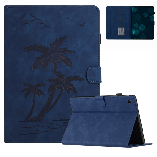 

For Samsung Galaxy Tab A7 Lite 8.7 T220/T225 Coconut Tree Embossed Leather Tablet Case(Blue)