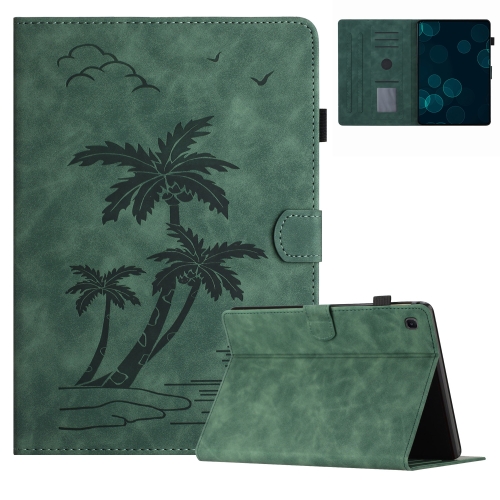 

For Samsung Galaxy Tab A7 Lite 8.7 T220/T225 Coconut Tree Embossed Leather Tablet Case(Green)