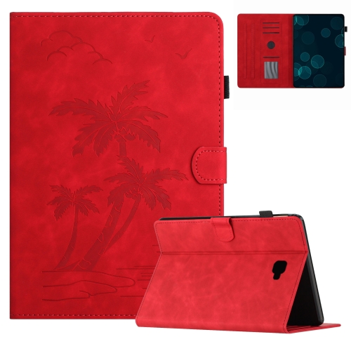 

For Samsung Galaxy Tab A 10.1 T580/T585 Coconut Tree Embossed Smart Leather Tablet Case(Red)