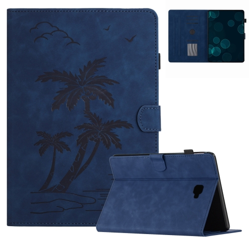 

For Samsung Galaxy Tab A 10.1 T580/T585 Coconut Tree Embossed Smart Leather Tablet Case(Blue)