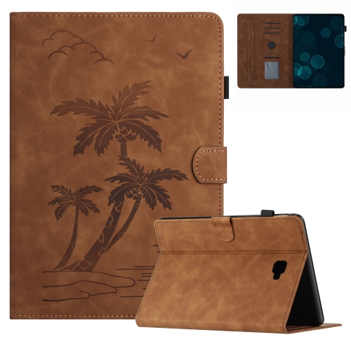 

For Samsung Galaxy Tab A 10.1 T580/T585 Coconut Tree Embossed Smart Leather Tablet Case(Brown)
