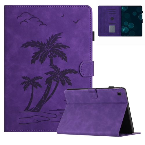 

For Samsung Galaxy Tab S5e T720/T725 Coconut Tree Embossed Smart Leather Tablet Case(Purple)