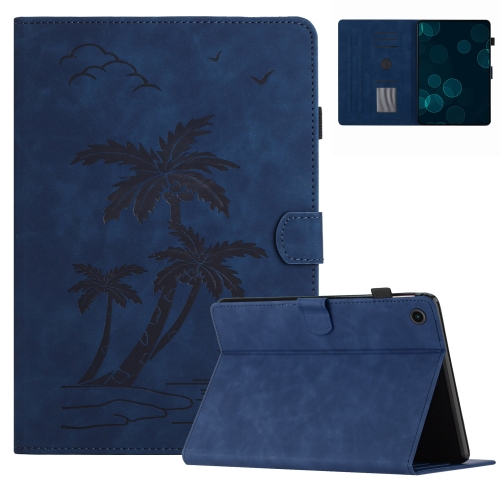 

For Samsung Galaxy Tab A8 10.5 2021 X200/X205 Coconut Tree Embossed Smart Leather Tablet Case(Blue)